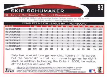 2012 Topps - Gold Sparkle #93 Skip Schumaker Back