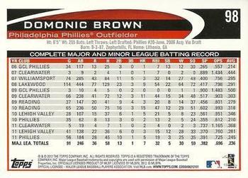 2012 Topps - Gold Sparkle #98 Domonic Brown Back