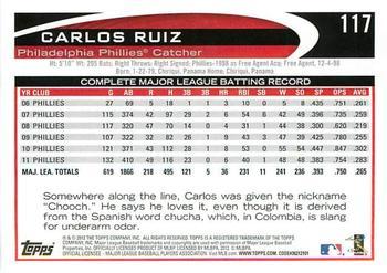 2012 Topps - Gold Sparkle #117 Carlos Ruiz Back