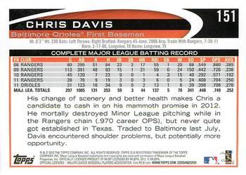 2012 Topps - Gold Sparkle #151 Chris Davis Back