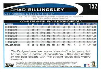 2012 Topps - Gold Sparkle #152 Chad Billingsley Back