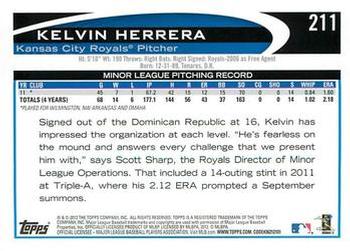 2012 Topps - Gold Sparkle #211 Kelvin Herrera Back