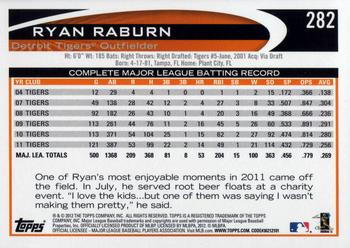 2012 Topps - Gold Sparkle #282 Ryan Raburn Back