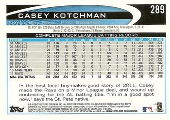 2012 Topps - Gold Sparkle #289 Casey Kotchman Back