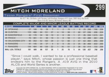 2012 Topps - Gold Sparkle #299 Mitch Moreland Back