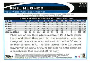 2012 Topps - Gold Sparkle #313 Phil Hughes Back