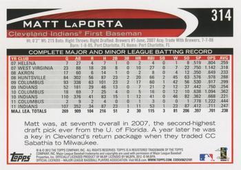 2012 Topps - Gold Sparkle #314 Matt LaPorta Back