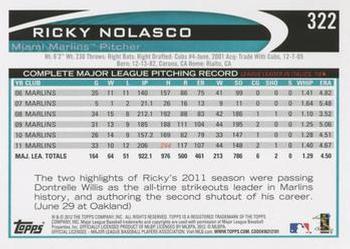 2012 Topps - Gold Sparkle #322 Ricky Nolasco Back