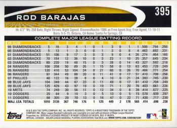 2012 Topps - Gold Sparkle #395 Rod Barajas Back