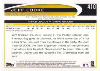 2012 Topps - Gold Sparkle #410 Jeff Locke Back