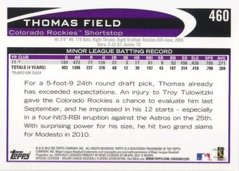 2012 Topps - Gold Sparkle #460 Thomas Field Back
