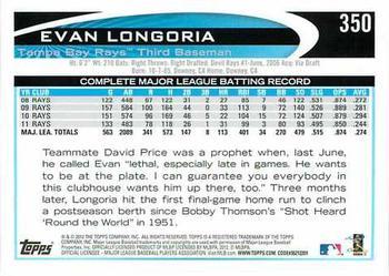 2012 Topps - Gold Sparkle #350 Evan Longoria Back