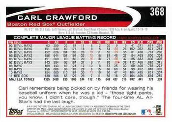 2012 Topps - Gold Sparkle #368 Carl Crawford Back