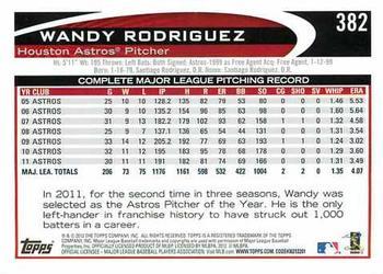 2012 Topps - Gold Sparkle #382 Wandy Rodriguez Back
