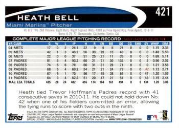 2012 Topps - Gold Sparkle #421 Heath Bell Back