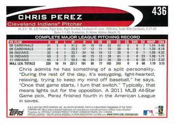 2012 Topps - Gold Sparkle #436 Chris Perez Back
