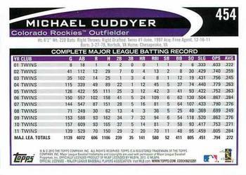2012 Topps - Gold Sparkle #454 Michael Cuddyer Back