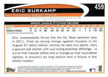2012 Topps - Gold Sparkle #459 Eric Surkamp Back