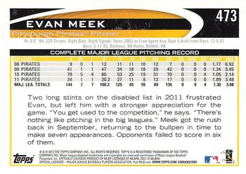 2012 Topps - Gold Sparkle #473 Evan Meek Back