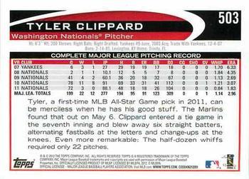 2012 Topps - Gold Sparkle #503 Tyler Clippard Back