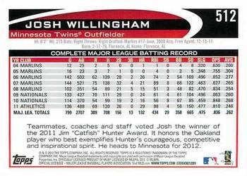 2012 Topps - Gold Sparkle #512 Josh Willingham Back