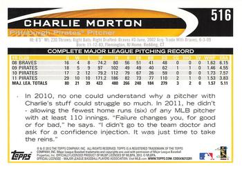 2012 Topps - Gold Sparkle #516 Charlie Morton Back
