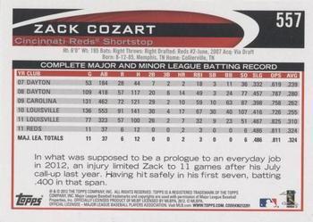 2012 Topps - Gold Sparkle #557 Zack Cozart Back