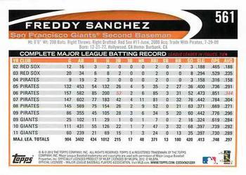 2012 Topps - Gold Sparkle #561 Freddy Sanchez Back