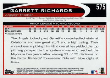 2012 Topps - Gold Sparkle #575 Garrett Richards Back