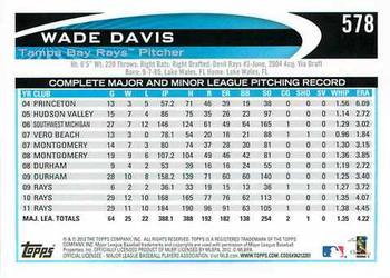 2012 Topps - Gold Sparkle #578 Wade Davis Back