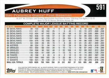 2012 Topps - Gold Sparkle #591 Aubrey Huff Back