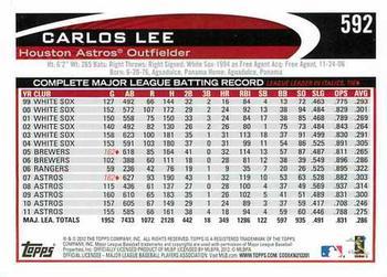 2012 Topps - Gold Sparkle #592 Carlos Lee Back