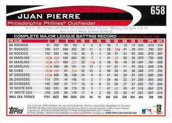 2012 Topps - Gold Sparkle #658 Juan Pierre Back