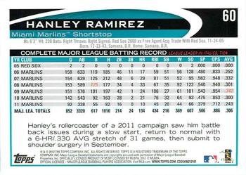 2012 Topps - Gold Sparkle #60 Hanley Ramirez Back