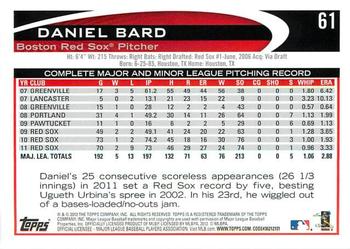 2012 Topps - Gold Sparkle #61 Daniel Bard Back
