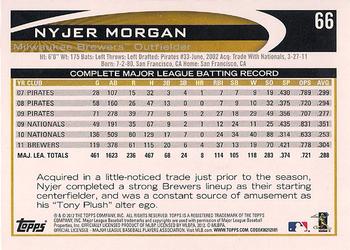 2012 Topps - Gold Sparkle #66 Nyjer Morgan Back
