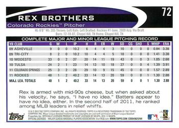 2012 Topps - Gold Sparkle #72 Rex Brothers Back