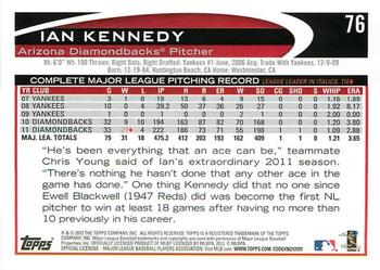 2012 Topps - Gold Sparkle #76 Ian Kennedy Back