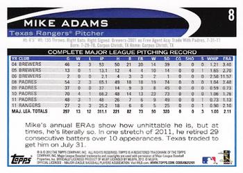 2012 Topps - Gold Sparkle #8 Mike Adams Back