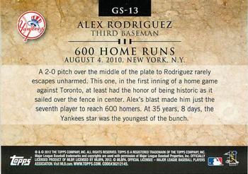 2012 Topps - Gold Standard #GS-13 Alex Rodriguez Back