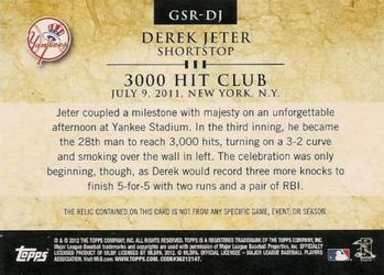 2012 Topps - Gold Standard Relics #GSR-DJ Derek Jeter Back