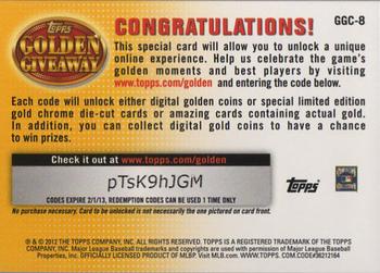 2012 Topps - Golden Giveaway Code Cards #GGC-8 Roberto Clemente Back