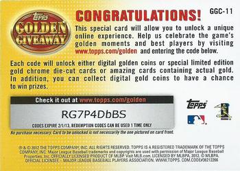 2012 Topps - Golden Giveaway Code Cards #GGC-11 Albert Pujols Back