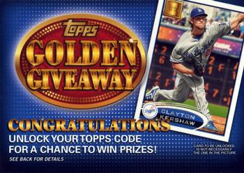 2012 Topps - Golden Giveaway Code Cards #GGC-14 Clayton Kershaw Front