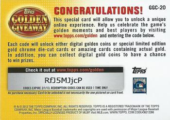 2012 Topps - Golden Giveaway Code Cards #GGC-20 Ken Griffey Jr. Back