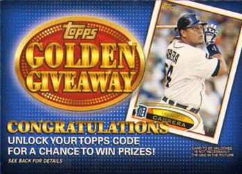 2012 Topps - Golden Giveaway Code Cards #GGC-3 Miguel Cabrera Front