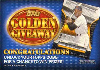 2012 Topps - Golden Giveaway Code Cards #GGC-7 Willie Mays Front