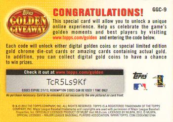 2012 Topps - Golden Giveaway Code Cards #GGC-9 Ichiro Back