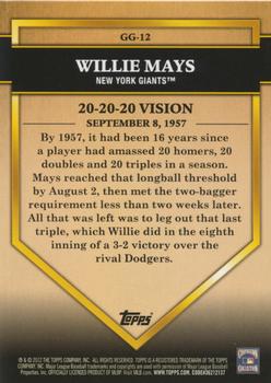 2012 Topps - Golden Greats #GG-12 Willie Mays Back