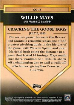 2012 Topps - Golden Greats #GG-15 Willie Mays Back